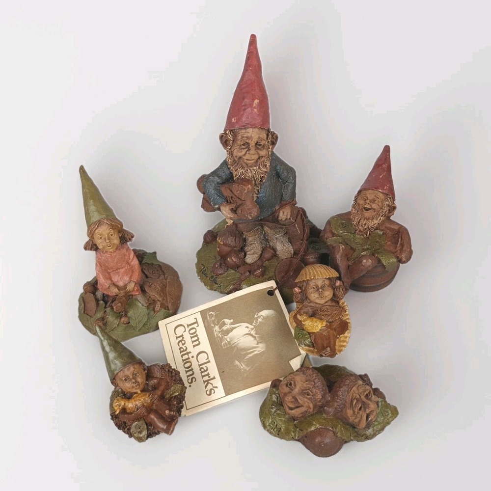 Tom Clark Set Of 6 Gnomes Vintage Family 2 Hand Signed